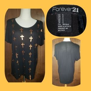 🦄 Woman's Black Top w/ Gold Crosses